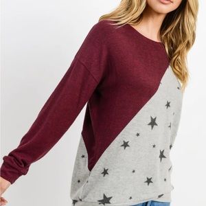 Lazy Sundays COLOR-BLOCK STAR TOP Size Large